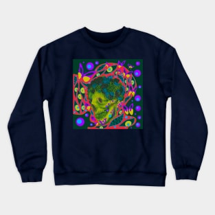 green monster skull in deadly theater arts Crewneck Sweatshirt